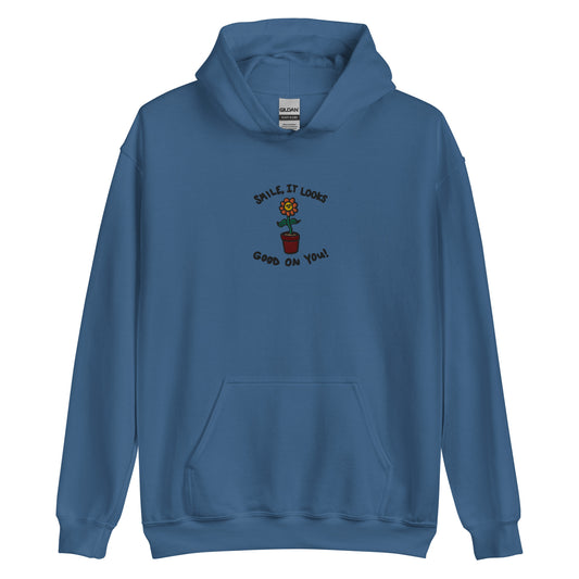"Smile, It Looks Good on You!" Embroidered Hoodie